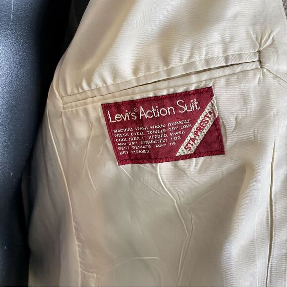 Vintage Levi’s Action Suit Jacket Sport Coat 2Button Tan Cream SEE MEASUREMENTS - Picture 4 of 6